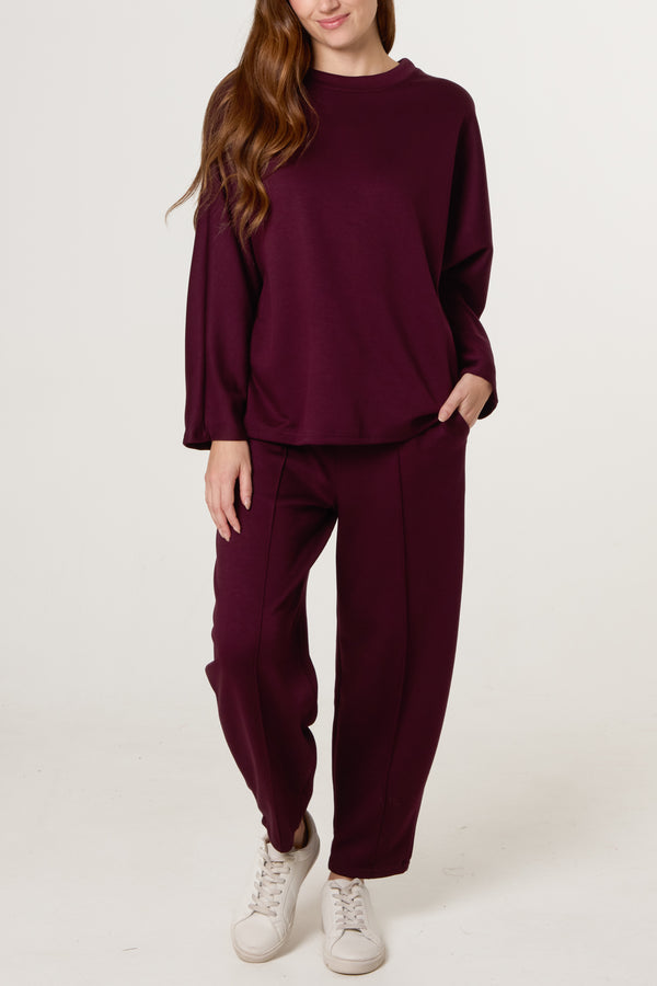 qed london Top & Front Crease Barrel Trousers Set