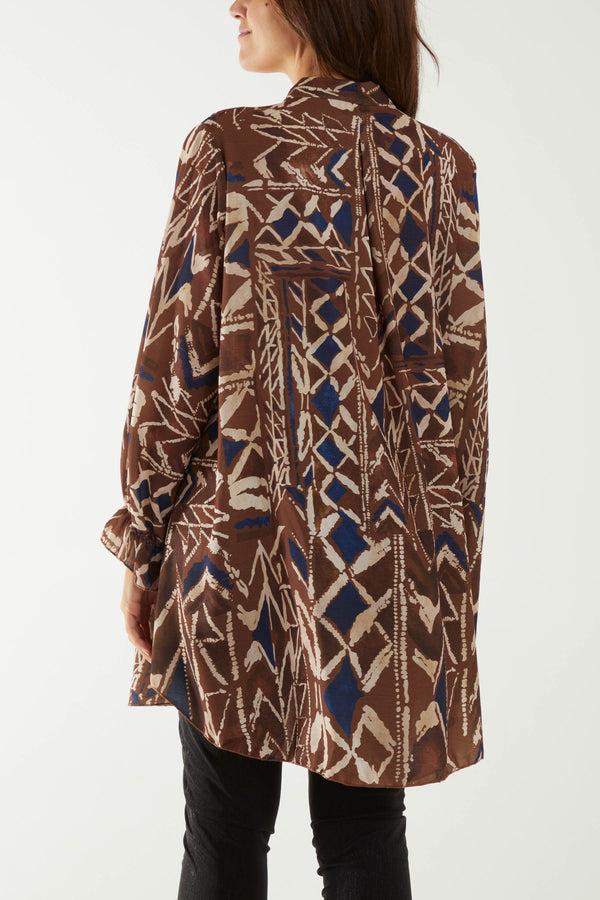 Qed London Tribal Print Ruffle Dress