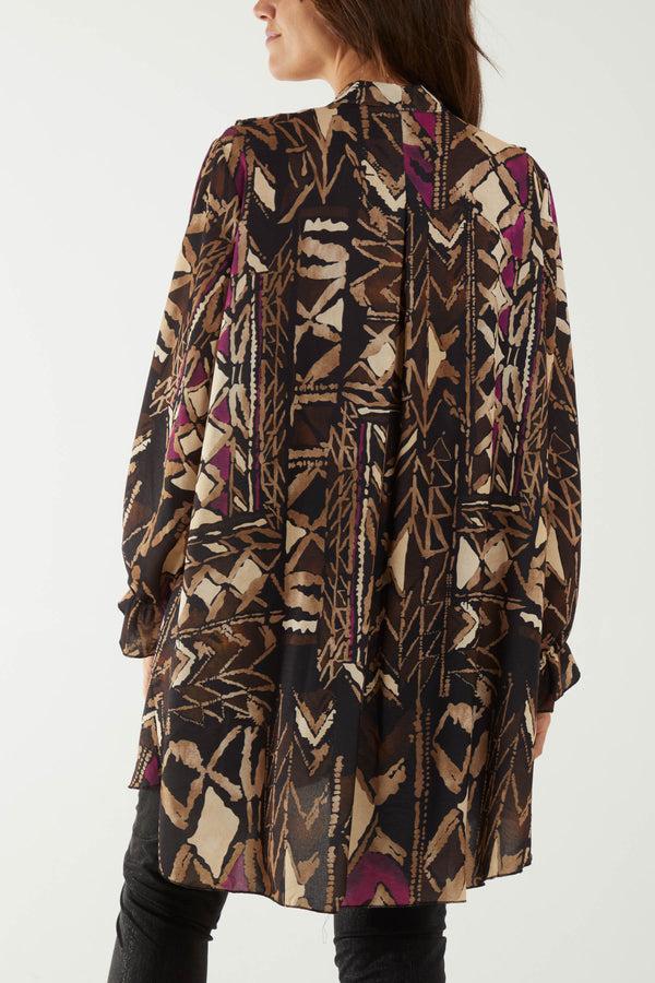 Qed London Tribal Print Ruffle Dress