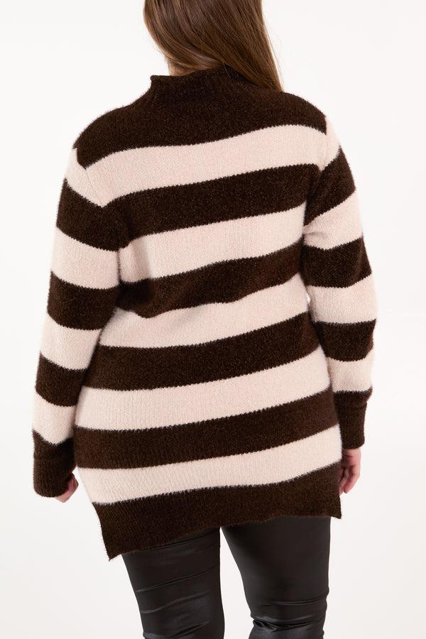 Qed London Turtle Neck Striped Soft Knit Jumper
