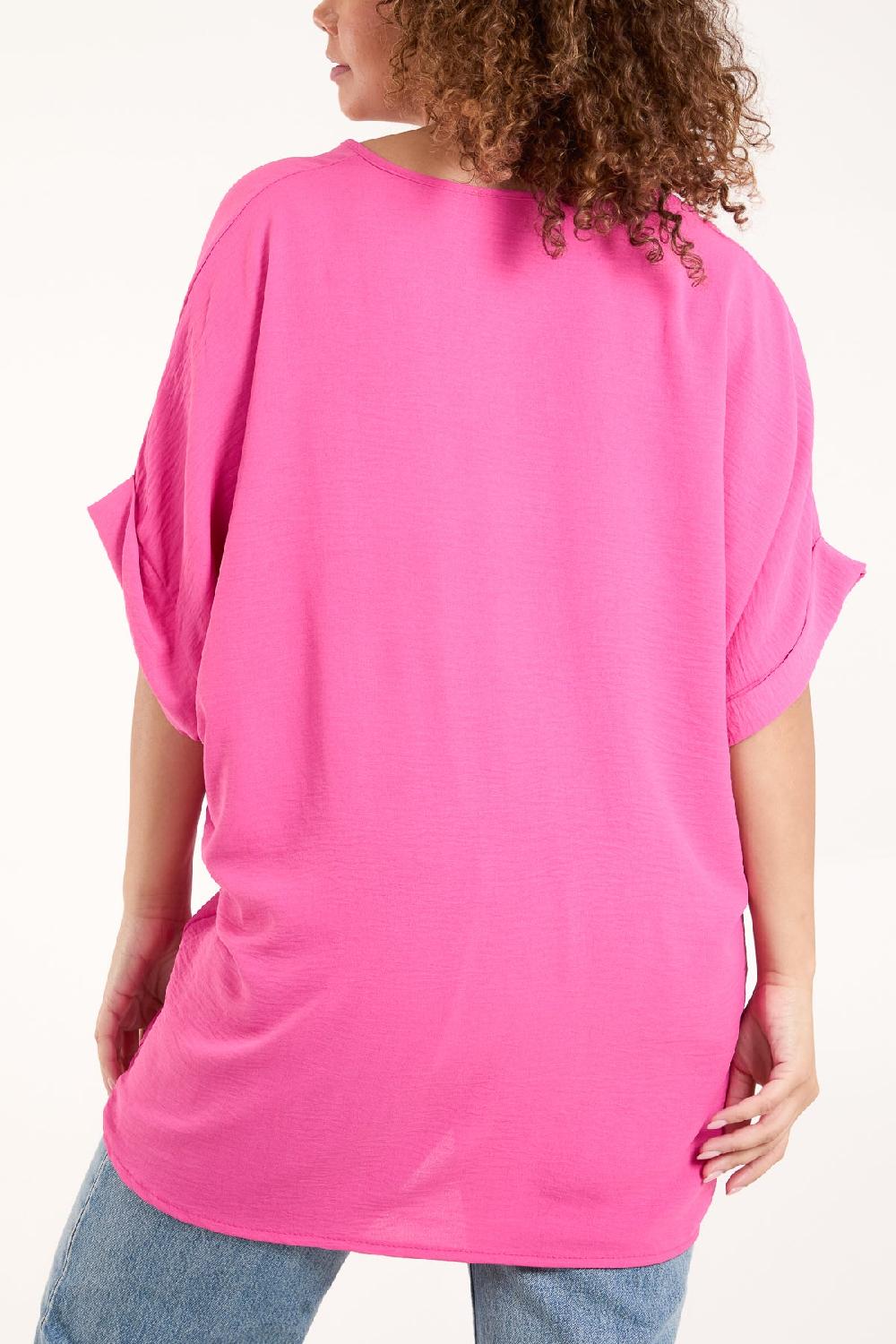 Qed London Twist Front Oversized Cocoon Blouse