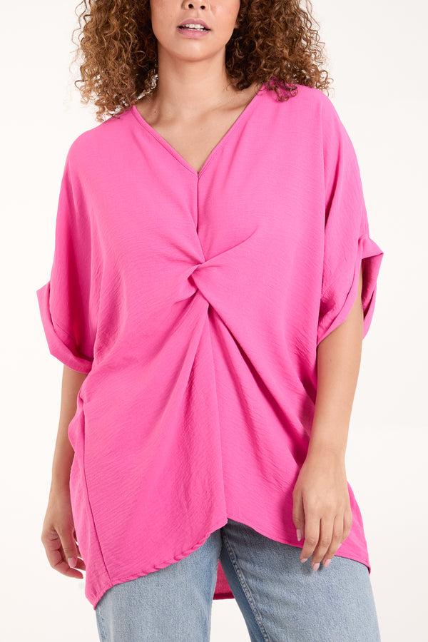 Qed London Twist Front Oversized Cocoon Blouse