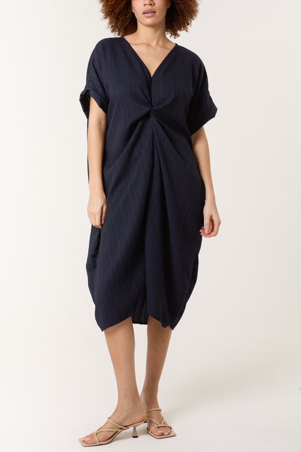 Qed London Twisted Front Crinkle Fabric Dress