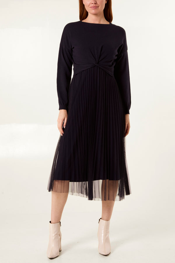 qed london Twisted Front Jumper & Tulle Midi Dress