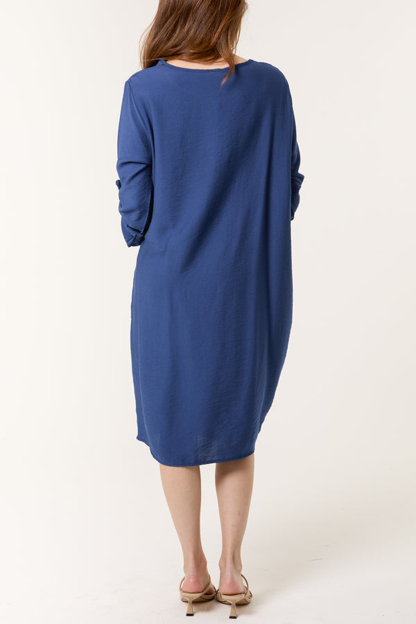 Qed London Twisted Front Long Sleeve Dress