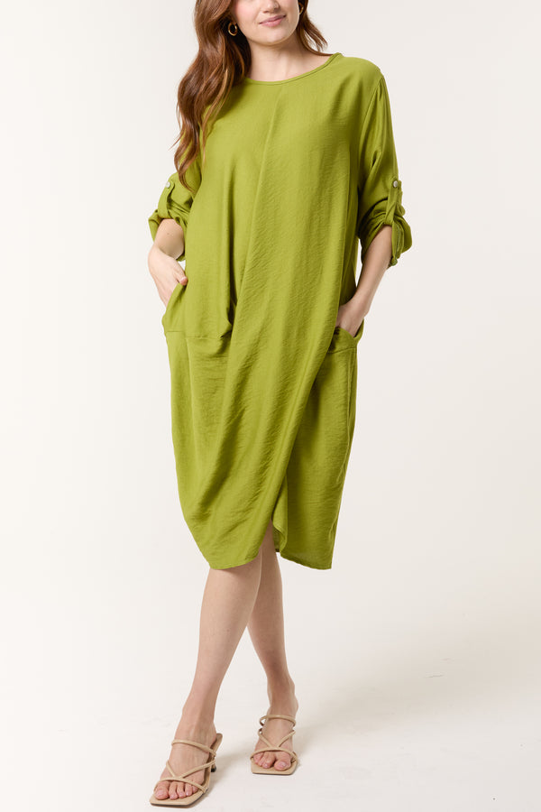 Qed London Twisted Front Long Sleeve Dress