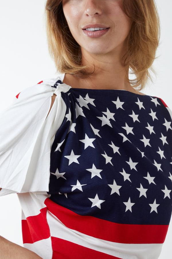 Qed London USA Crew Neck Tie Side Top