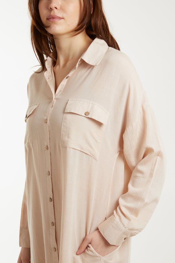 Qed London Utility Button Through Shirt Dress