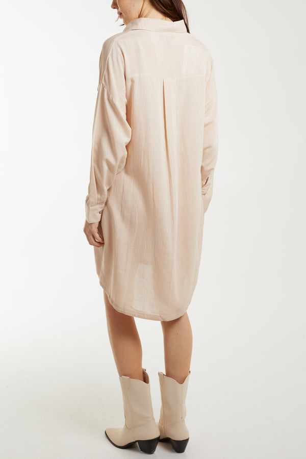 Qed London Utility Button Through Shirt Dress