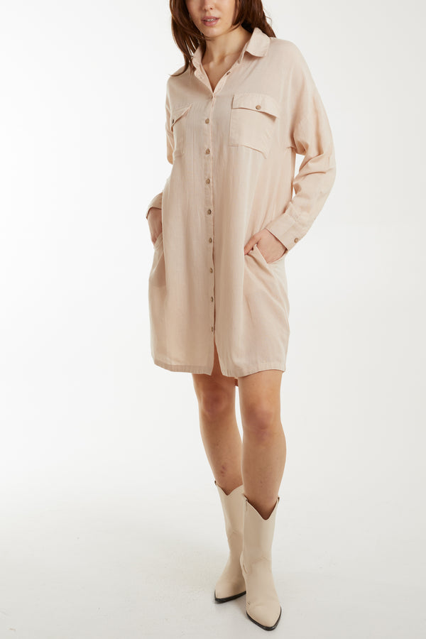 Qed London Utility Button Through Shirt Dress