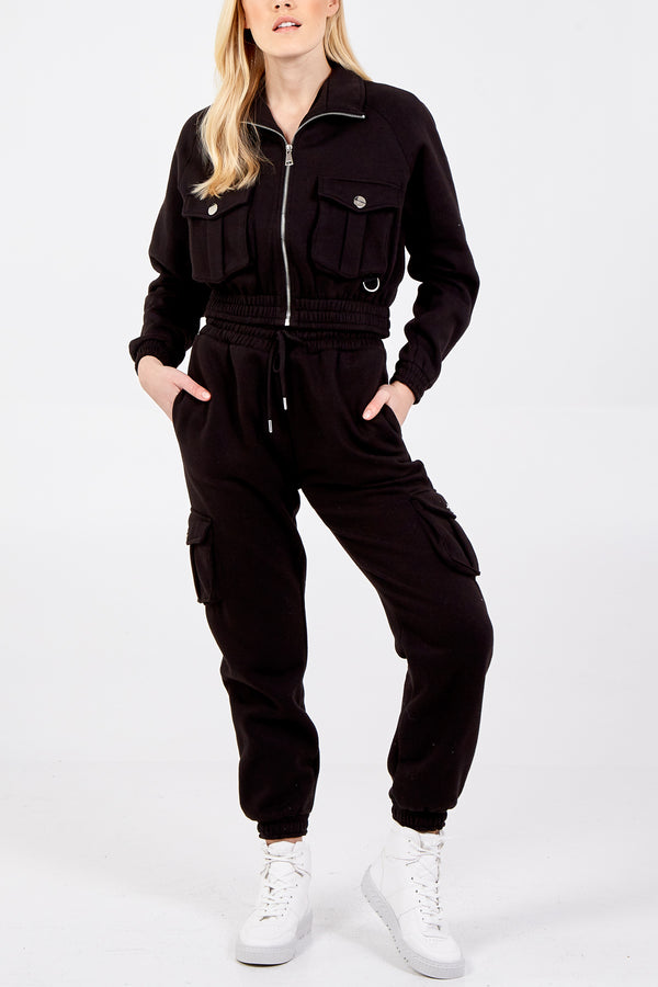 qed london Utility Cropped Cargo Lounge Set