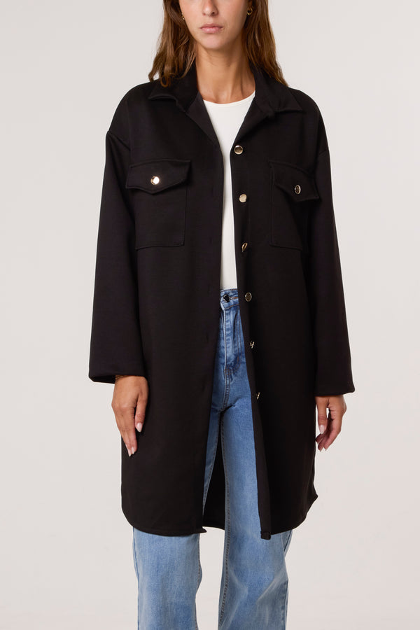 Qed London Utility Pockets Jersey Shacket