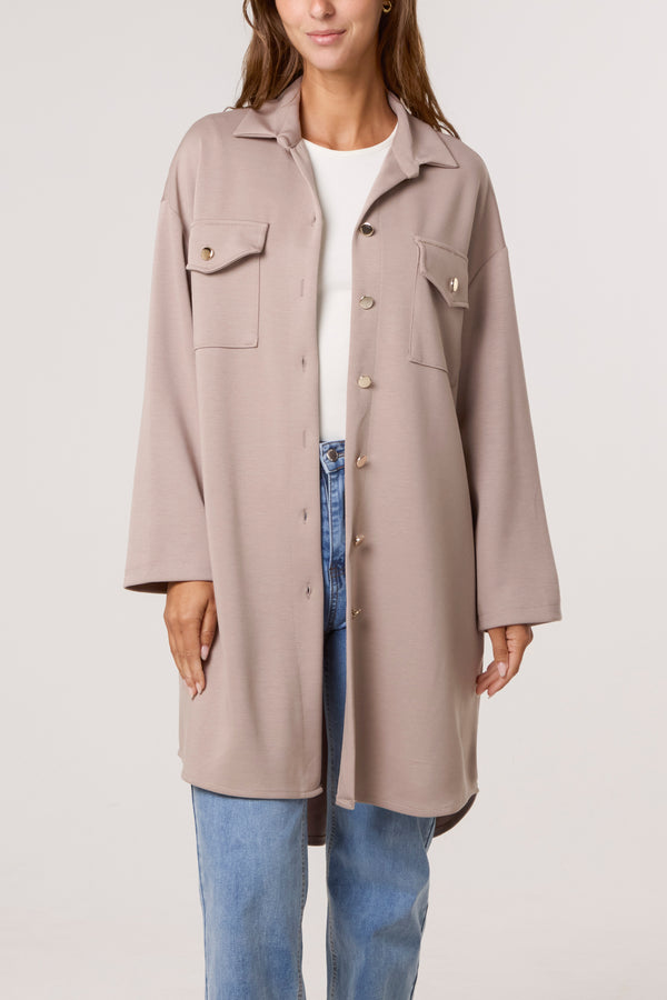 qed london Utility Pockets Jersey Shacket