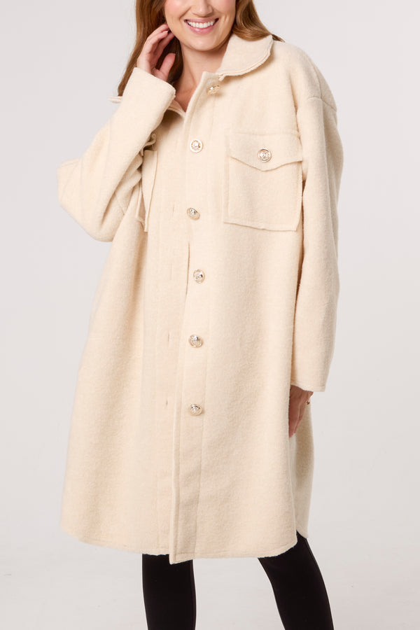 qed london Utility Pockets Wool-Like Coat