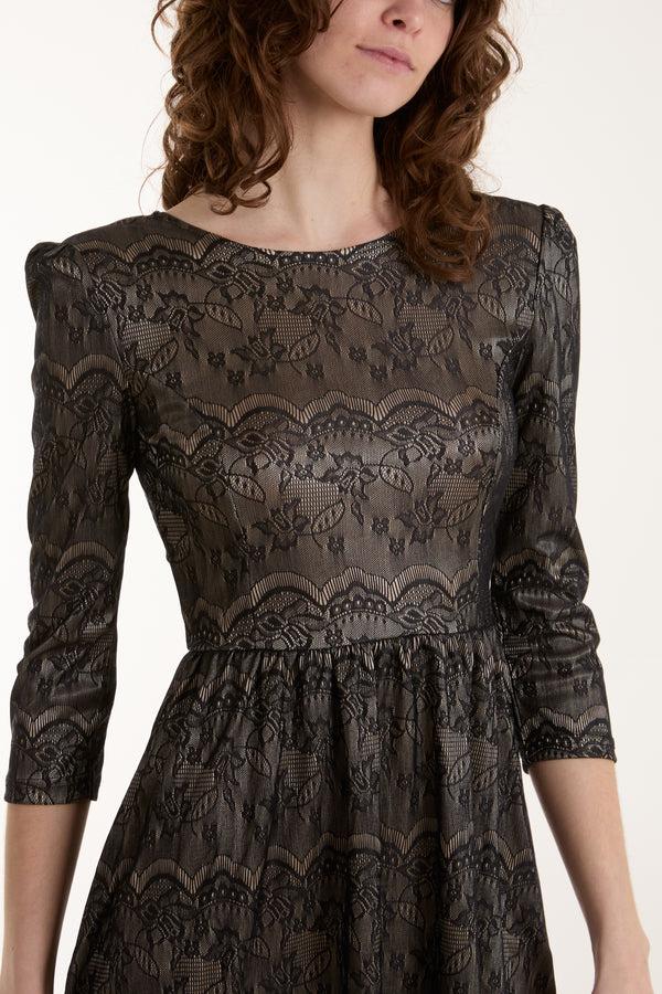 Qed London V Bow Back Lace Dolly Mini Dress