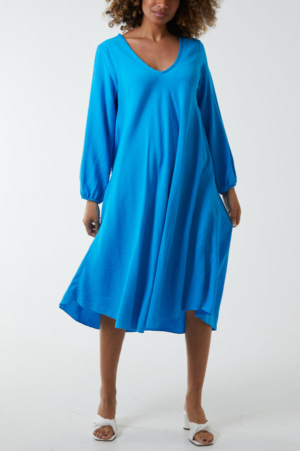 Qed London V-Neck A-Line Midi Dress