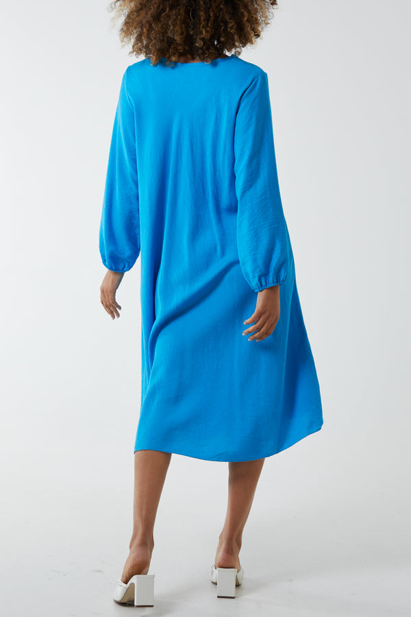 Qed London V-Neck A-Line Midi Dress