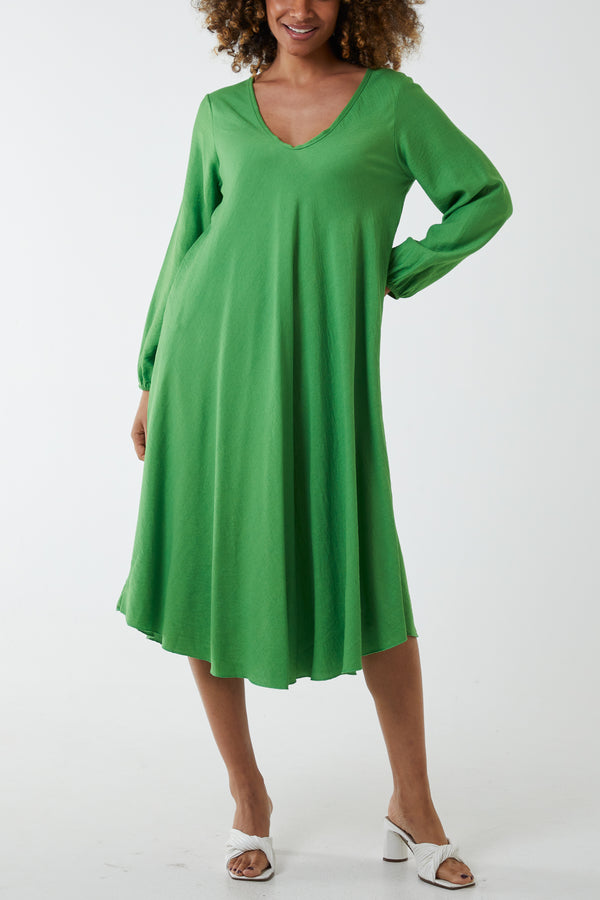 qed london V-Neck A-Line Midi Dress