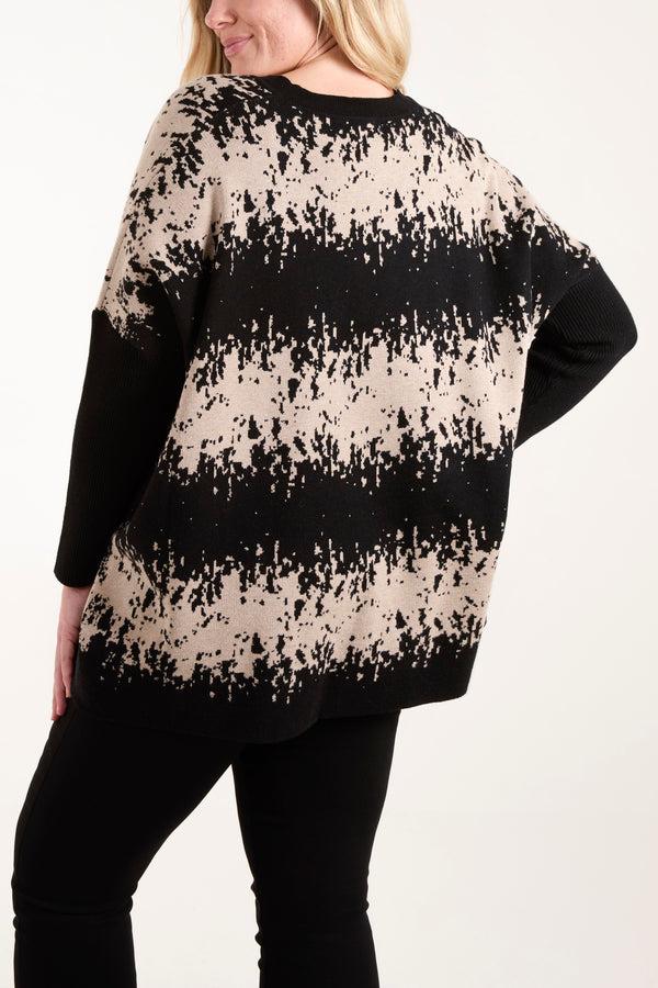 Qed London V-Neck Abstract Animal Print Jumper