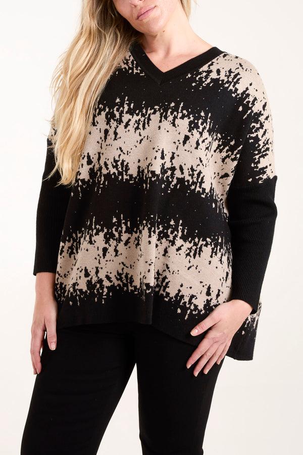 qed london V-Neck Abstract Animal Print Jumper