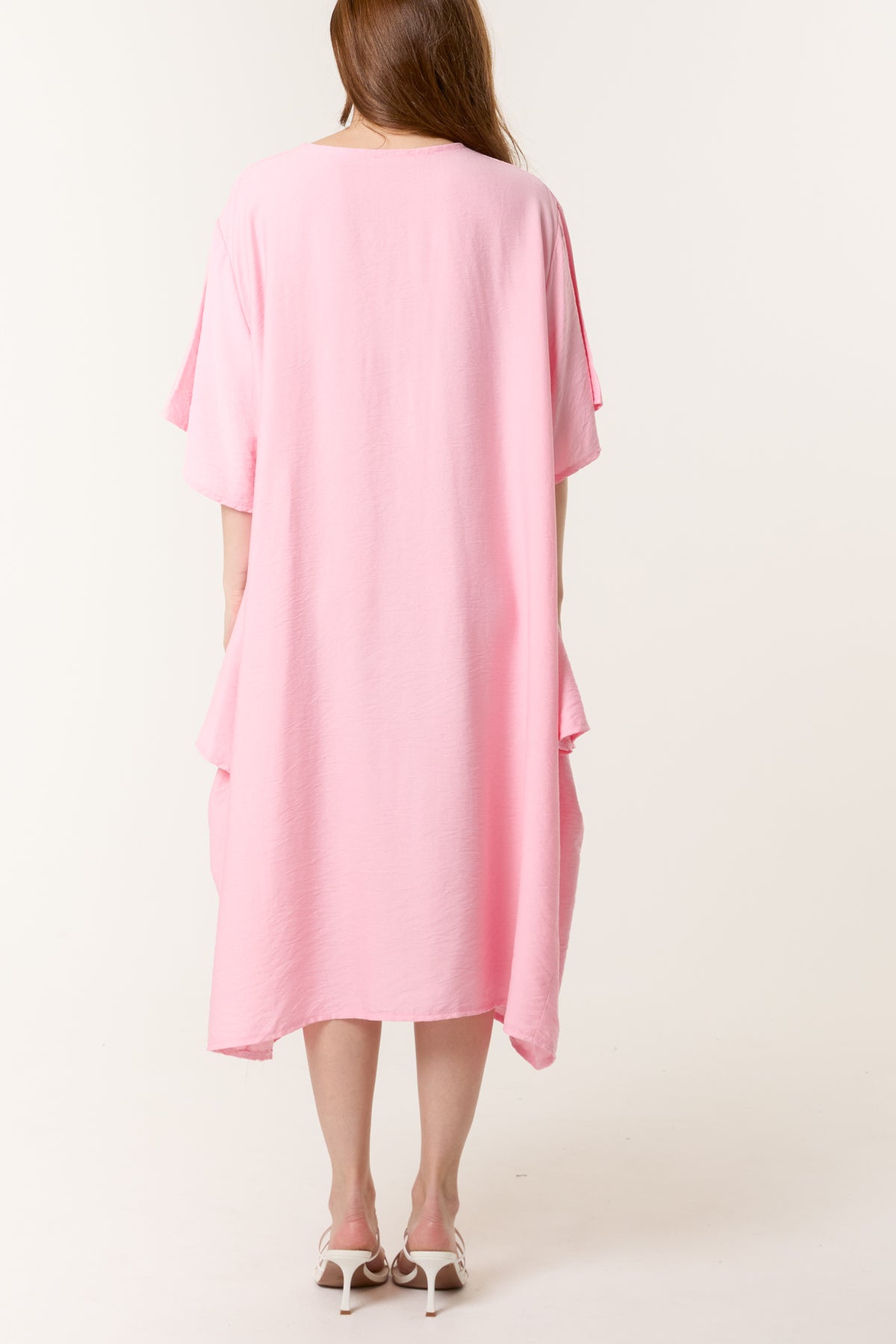 Qed London V-Neck Butterfly Button Midi Dress