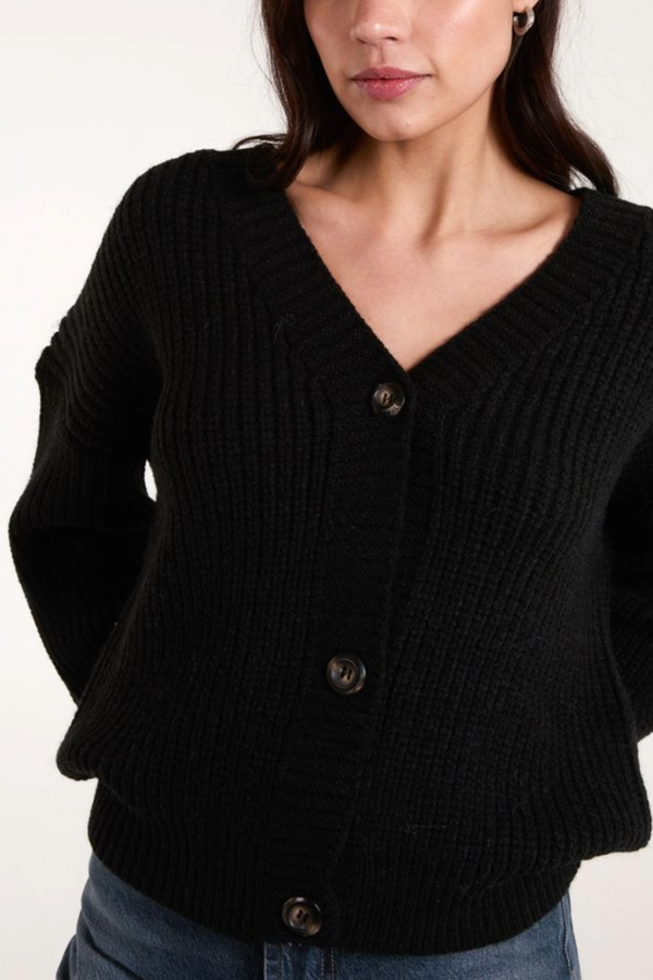 Qed London V-Neck Button Up Knit Cardigan