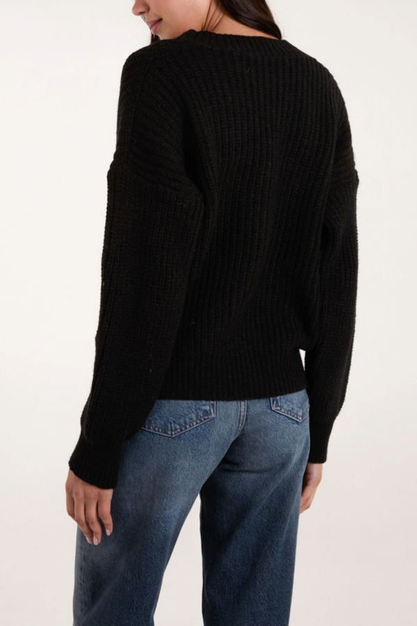 Qed London V-Neck Button Up Knit Cardigan