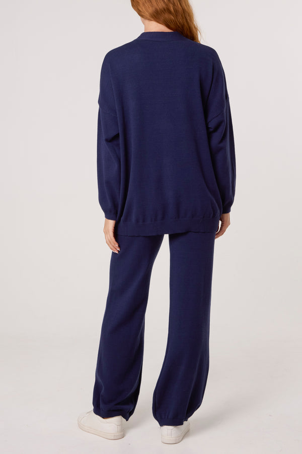 Qed London V-Neck Cardigan & Trousers Set