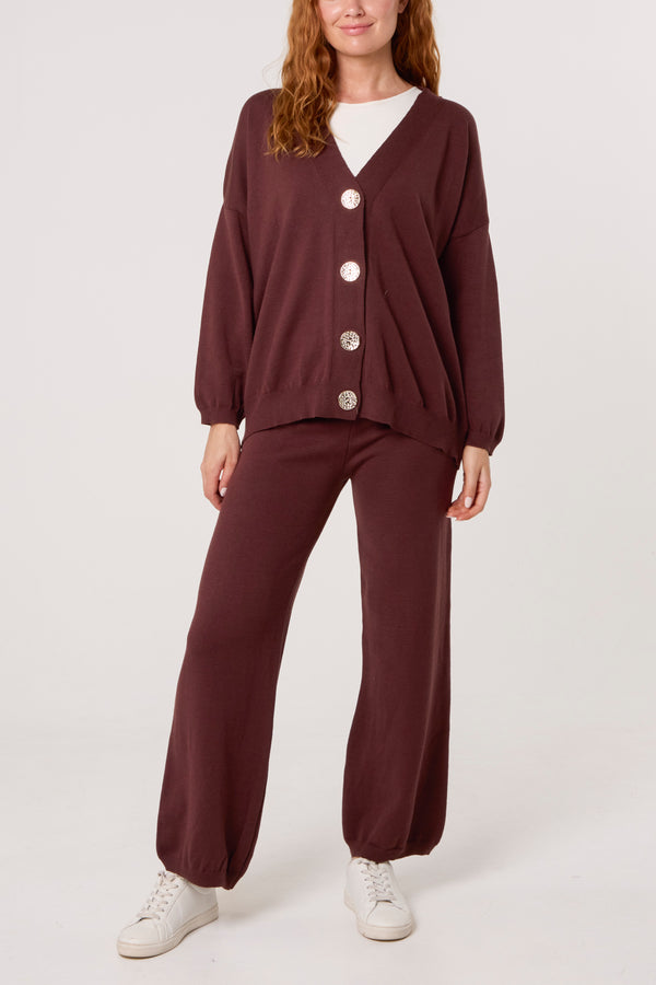 Qed London V-Neck Cardigan & Trousers Set