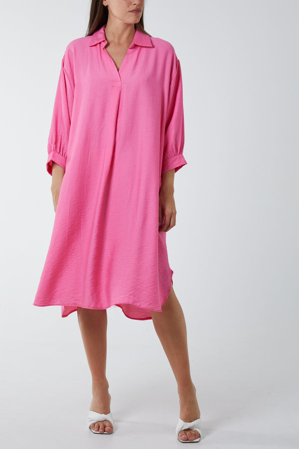 Qed London V-Neck Collared Midi Dress