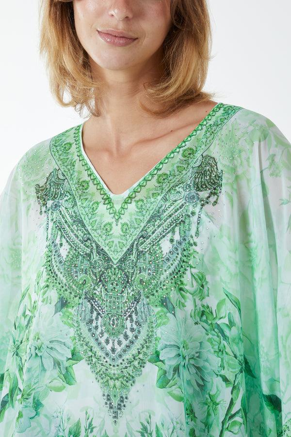 Qed London V-Neck Diamante Kimono Poncho