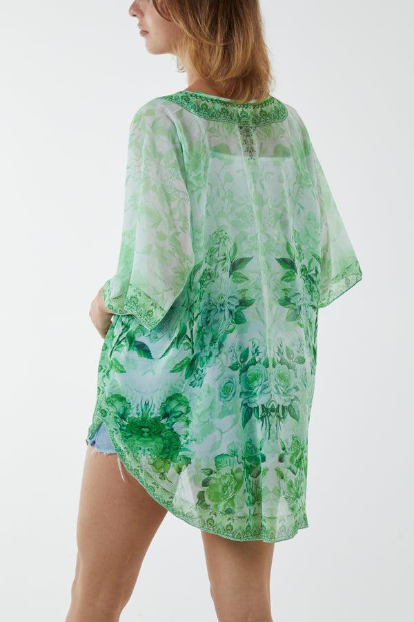 Qed London V-Neck Diamante Kimono Poncho