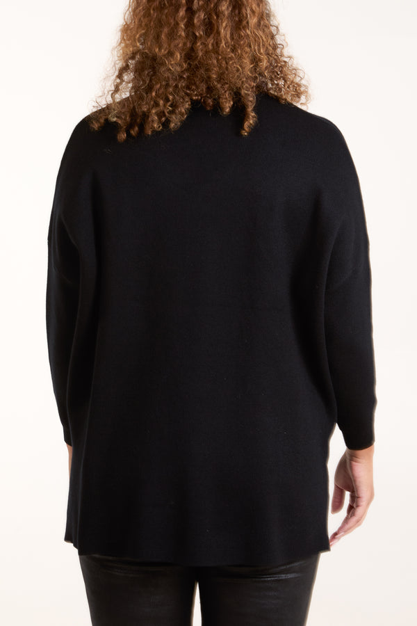Qed London V-Neck Diamante Pocket Jumper
