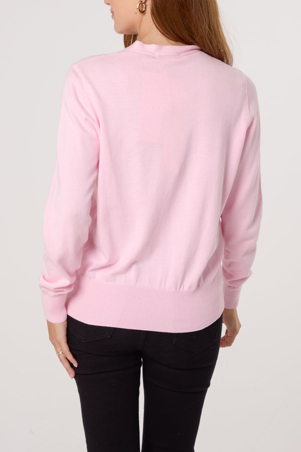 Qed London V-Neck Fine Knit Jumper