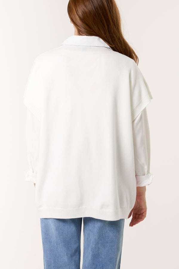 Qed London V-Neck Floral Knitted Vest