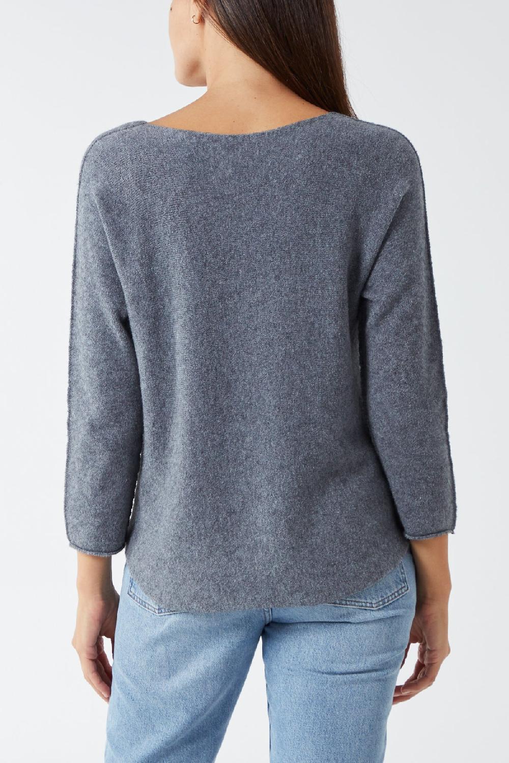Qed London V Neck Jumper With Raw Edge