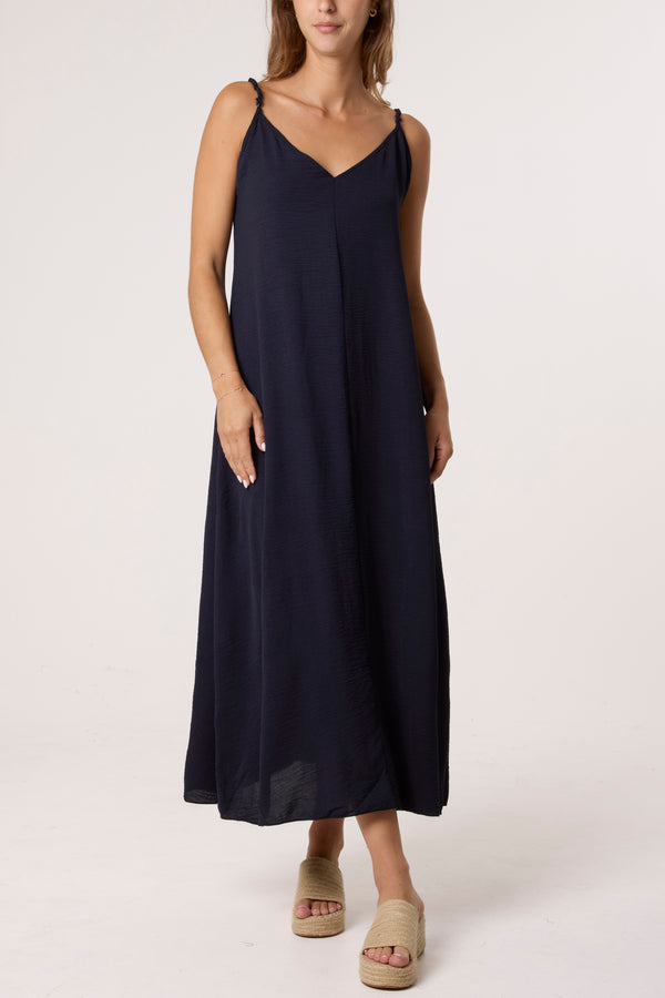 Qed London V-Neck Midi Strappy Dress