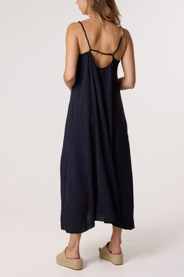Qed London V-Neck Midi Strappy Dress