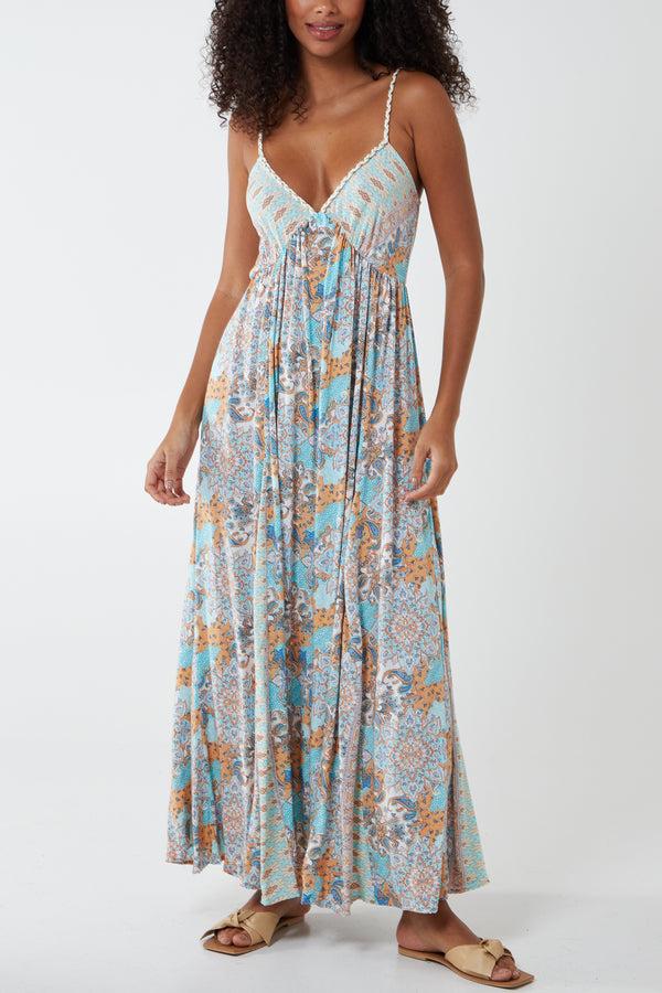 qed london V Neck Rope Cami Maxi Dress