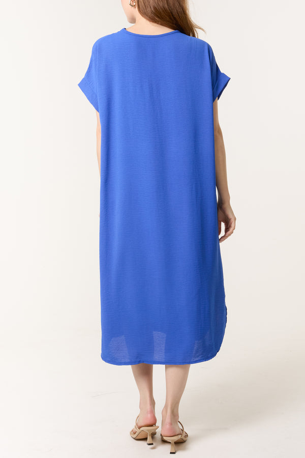 Qed London V-Neck Short Sleeve Midi Dress
