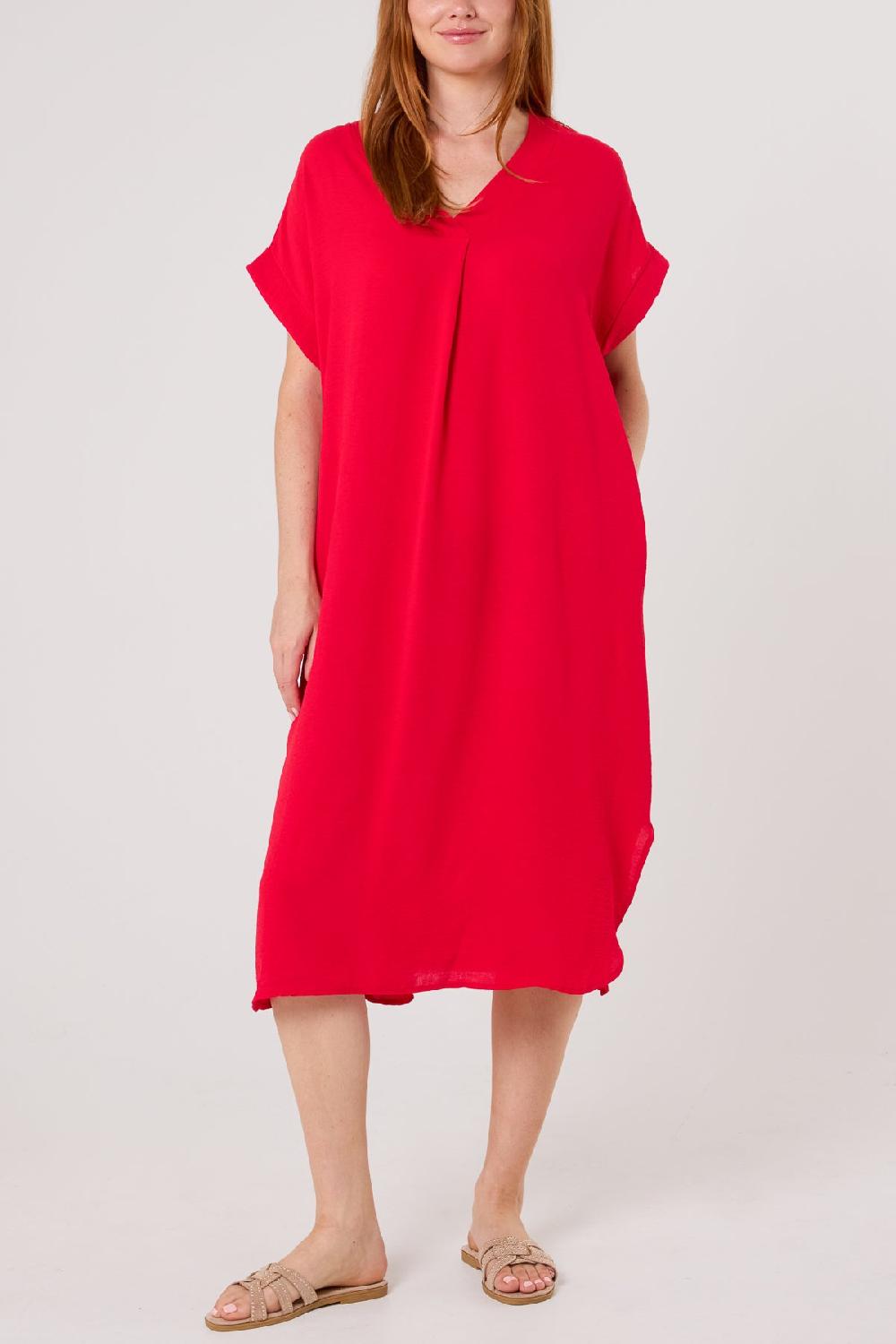 Qed London V-Neck Short Sleeve Midi Dress