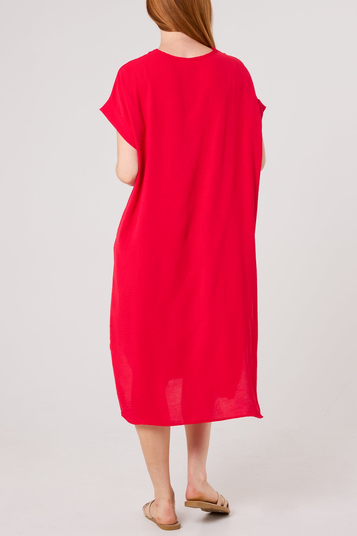 Qed London V-Neck Short Sleeve Midi Dress