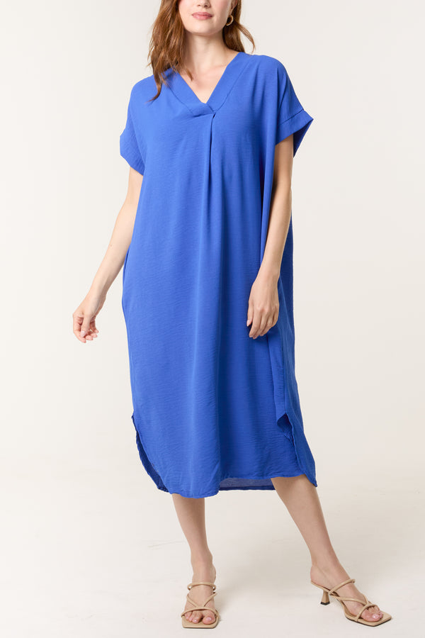 qed london V-Neck Short Sleeve Midi Dress