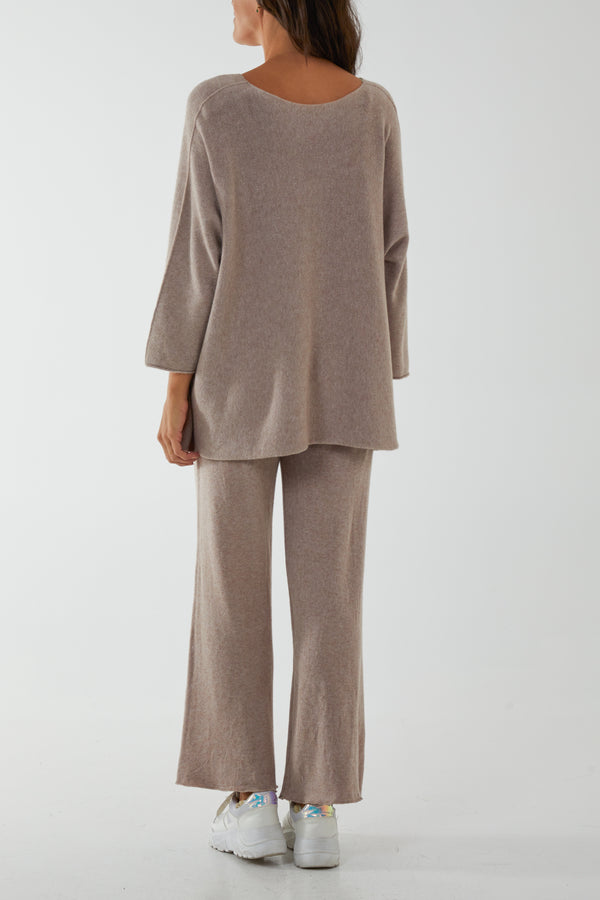 Qed London V-Neck Soft Touch Lounge Set