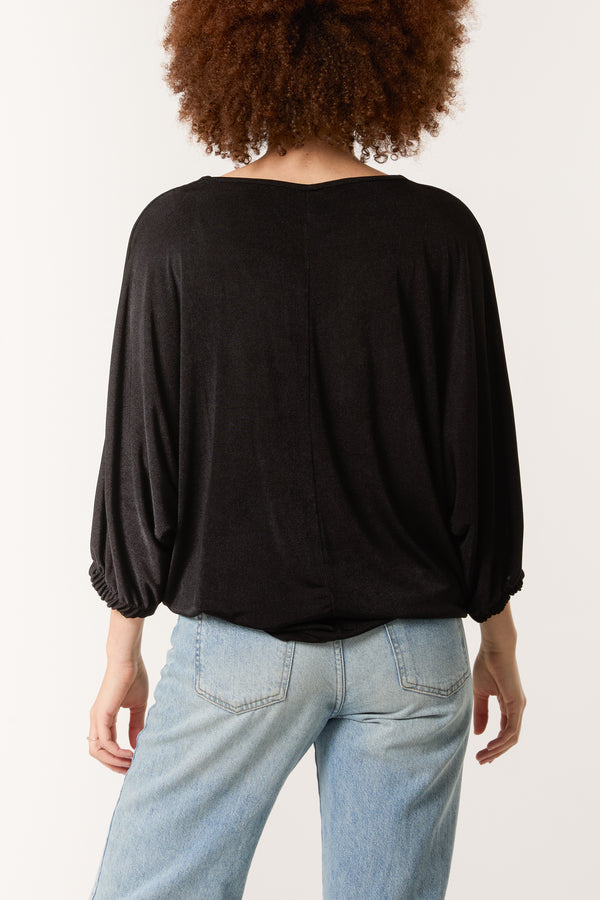 Qed London V-Neck Tie Front Acetate Top
