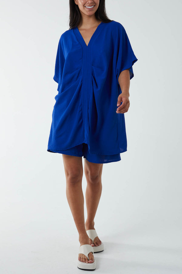 qed london V-Neck Top and Shorts Co-ord Set