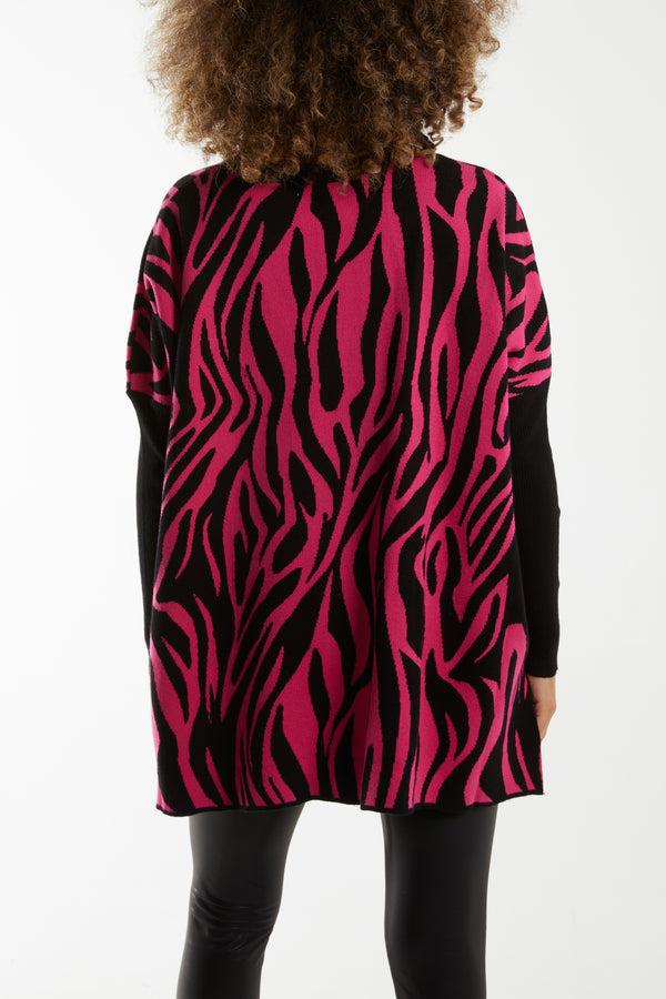 Qed London V-Neck Zebra Print Jumper