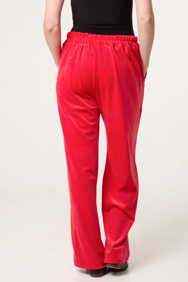 Qed London Velvet Pockets Wide Leg Trousers