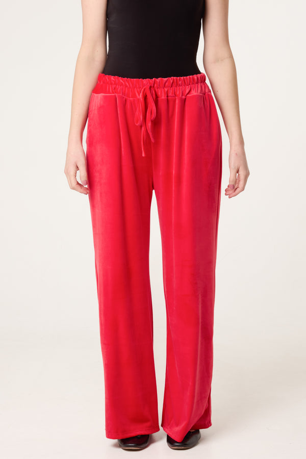 qed london Velvet Pockets Wide Leg Trousers