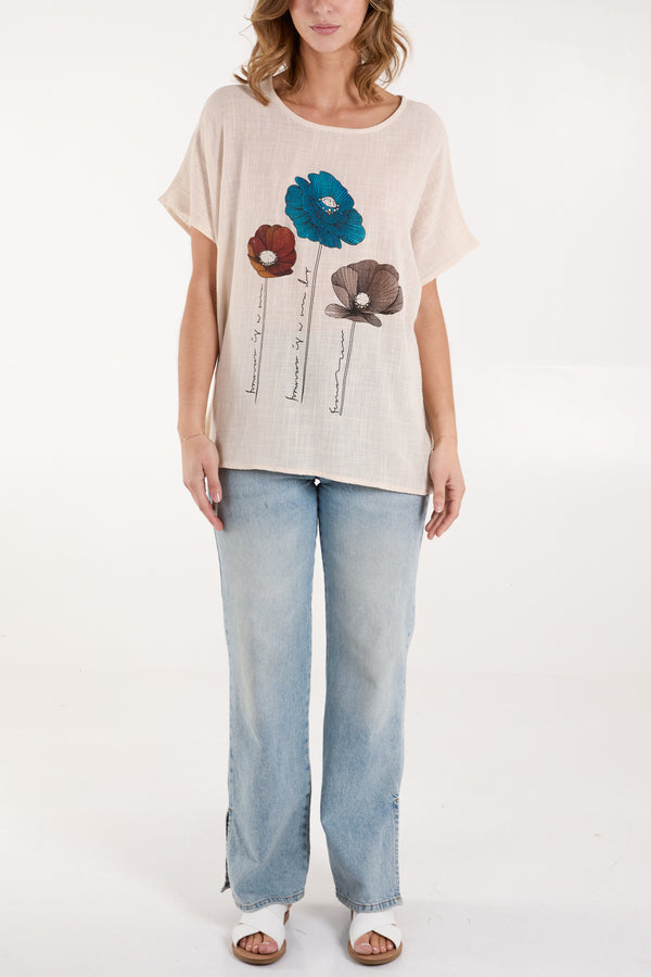 Qed London Viscose Flower Top